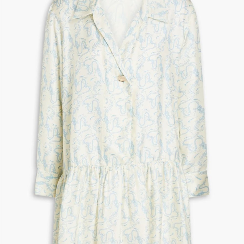Rozie printed silk-twill mini shirt dress